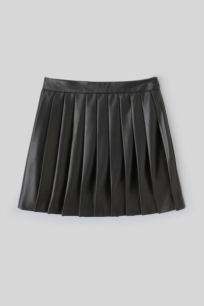 Jupe plissée en tissu enduit