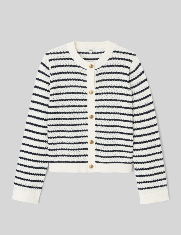 Gilet boutonn&eacute; &agrave; rayures