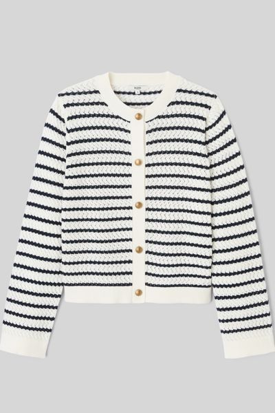 Gilet boutonn&eacute; &agrave; rayures