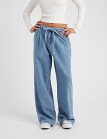 Jean wide leg &agrave; pinces