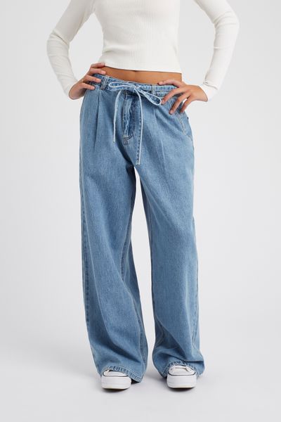 Jean wide leg &agrave; pinces