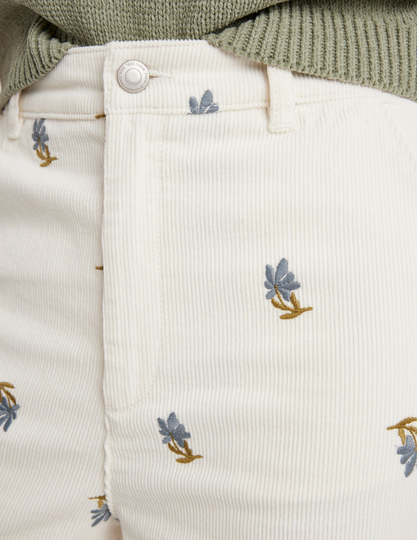 Pantalon velours brodé