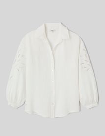 Chemise brod&eacute;e en gaze de coton