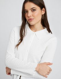 T-shirt col chemise boutonn&eacute;