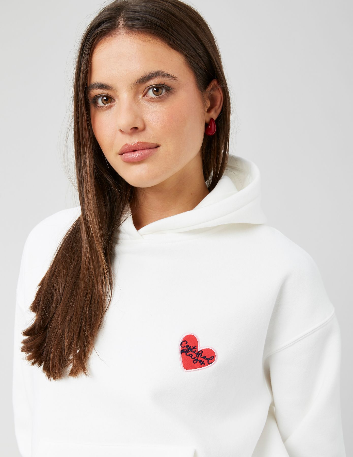 Sweat col capuche imprimé devant / dos