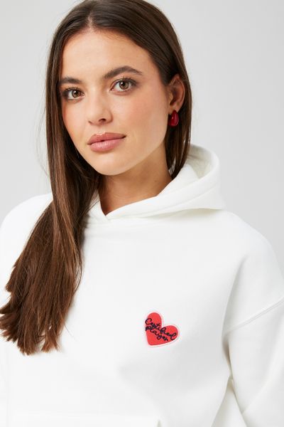 Sweat col capuche imprimé devant / dos