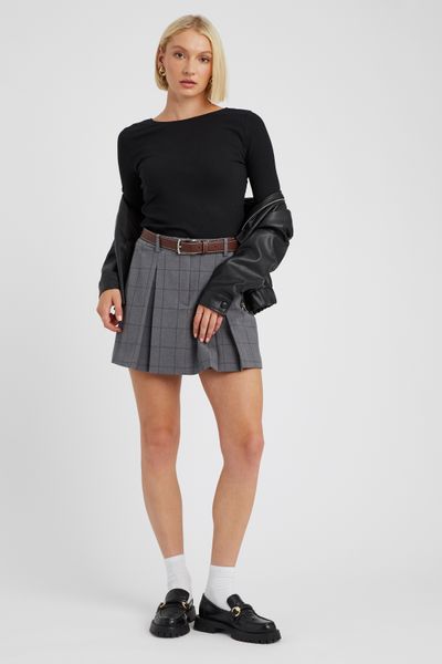 Jupe short pliss&eacute;e &agrave; carreaux