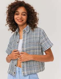 Chemise manches courtes en tweed