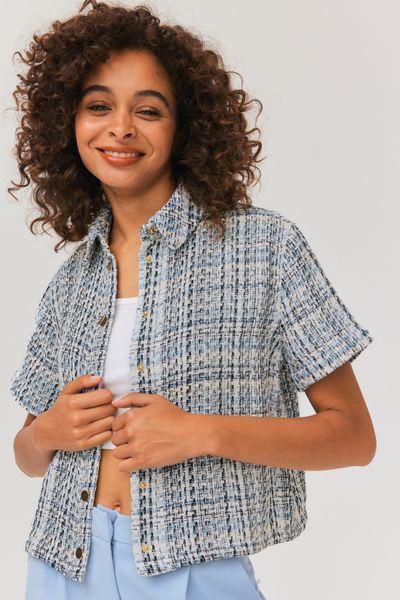 Chemise manches courtes en tweed