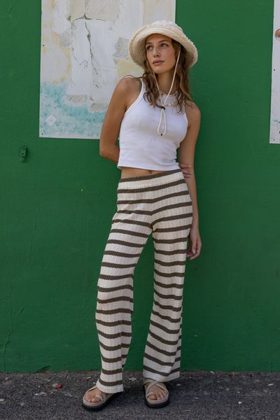 Pantalon crochet rayé