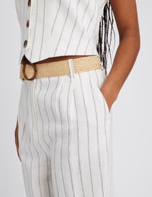 Pantalon fluide rayé en lin