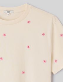 T-shirt avec broderies fleurs