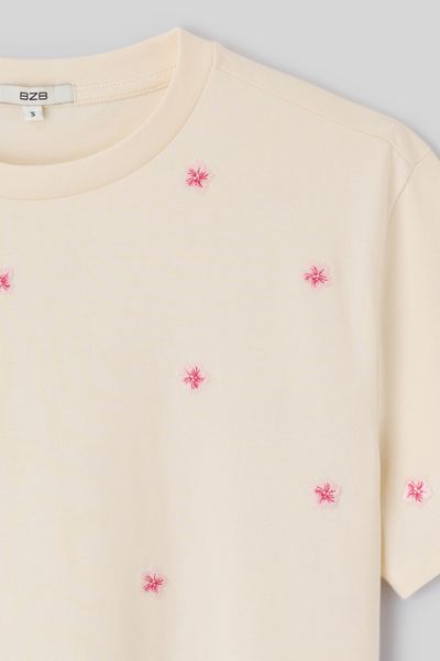 T-shirt avec broderies fleurs