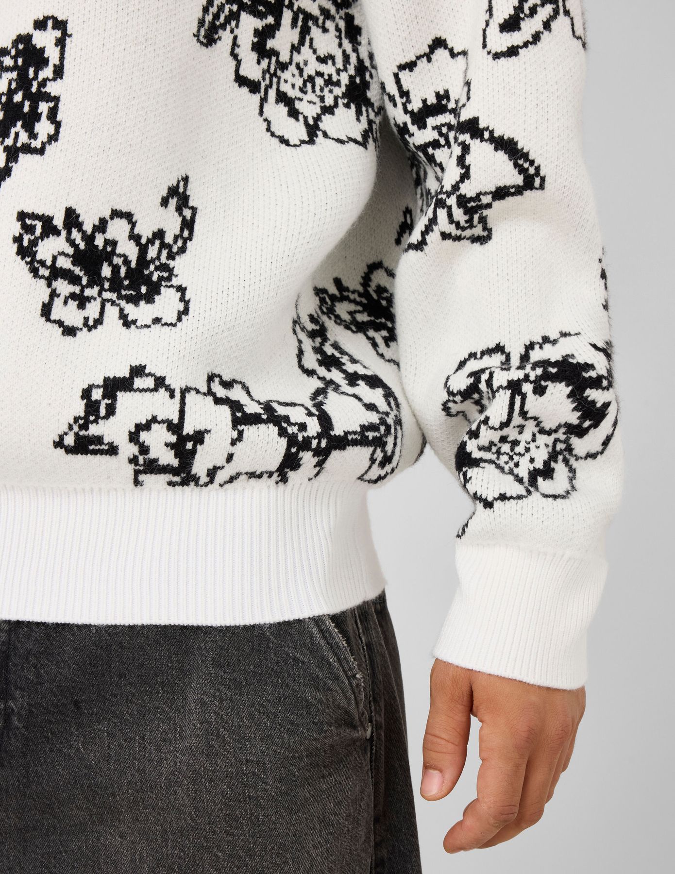 Pull jacquard fleurs