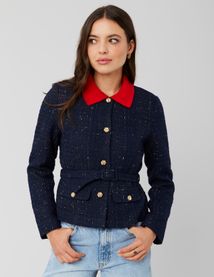 Veste en tweed à ceinture