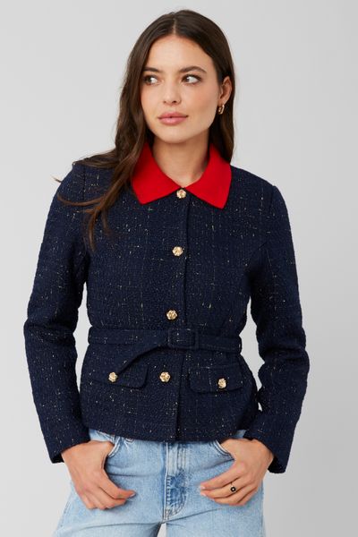 Veste en tweed à ceinture