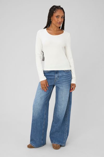 Jean wide leg avec studs