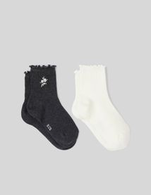 Lot 2 de paires de chaussettes broderie