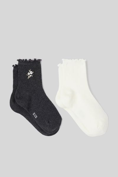 Lot 2 de paires de chaussettes broderie