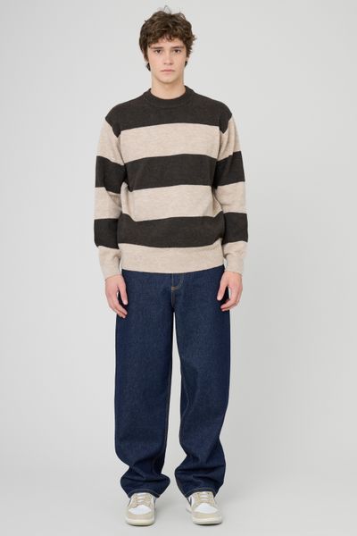 Pull col rond maxi rayures