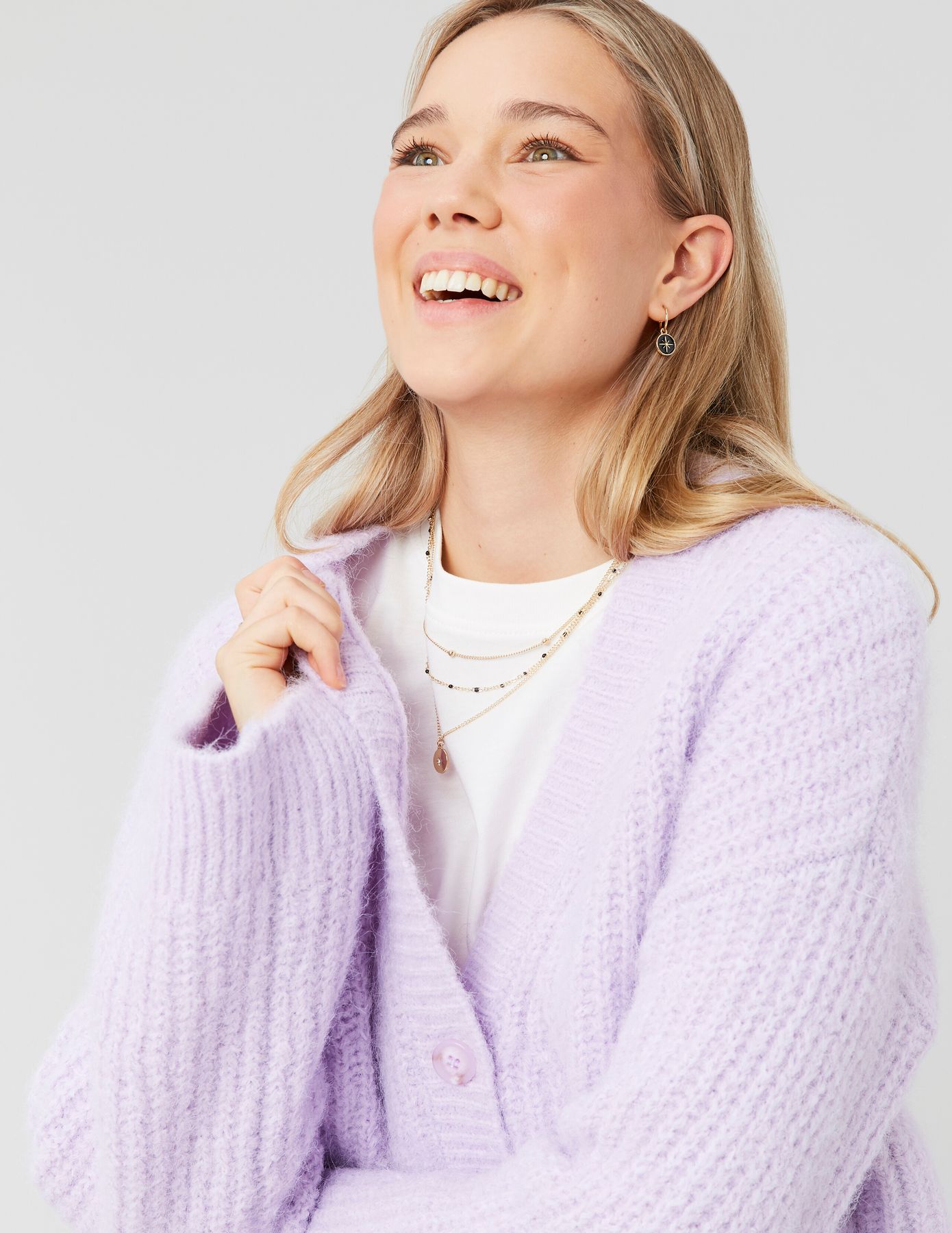 Gilet boutonné maille perlée