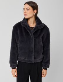 Blouson matière duveteuse col montant