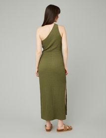 Robe longue asymétrique maille texturée