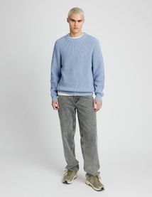 Pull col rond matière fantaisie