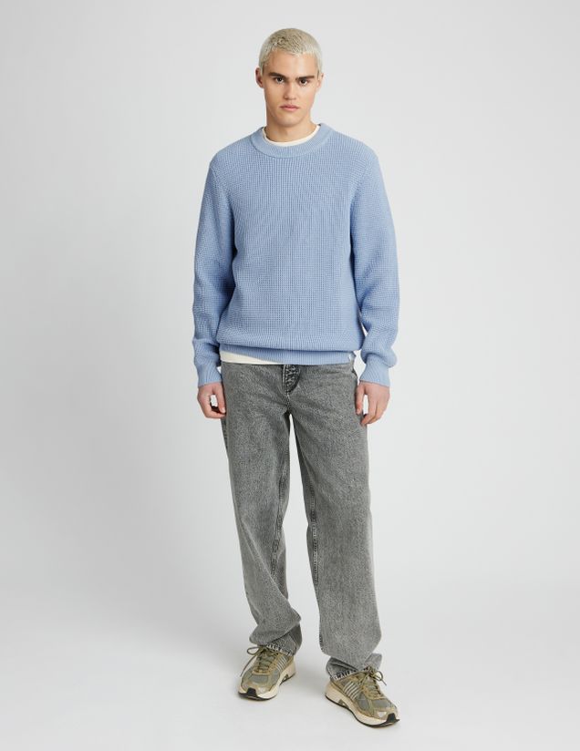 Pull col rond matière fantaisie
