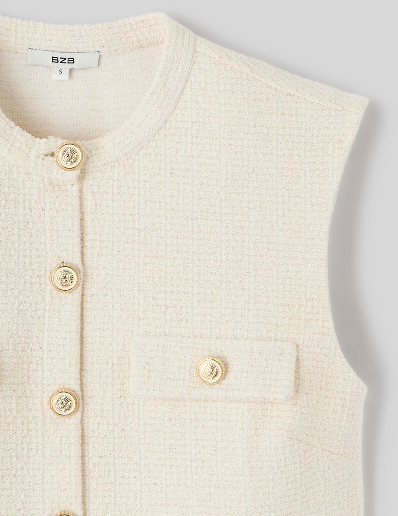 Top sans manches effet tweed