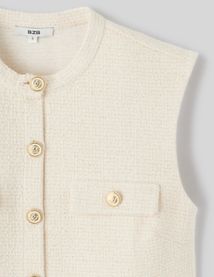 Top sans manches effet tweed