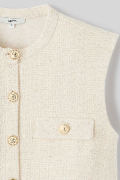Top sans manches effet tweed