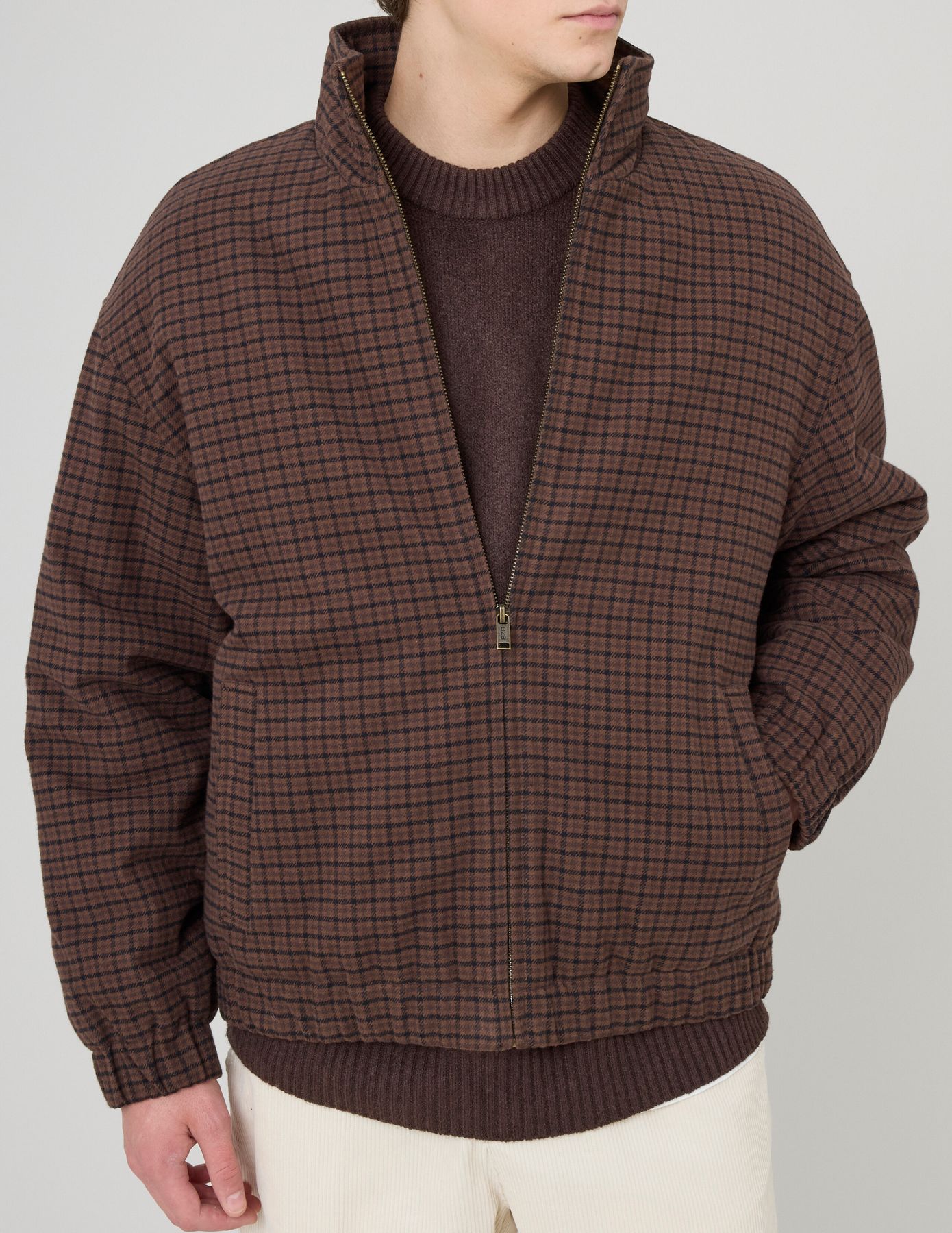 Blouson zipp&eacute; &agrave; carreaux
