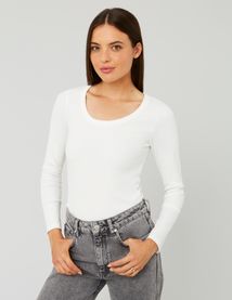 T-shirt côtelé manches longues