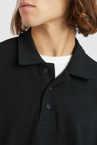 Sweat col polo gaufr&eacute;