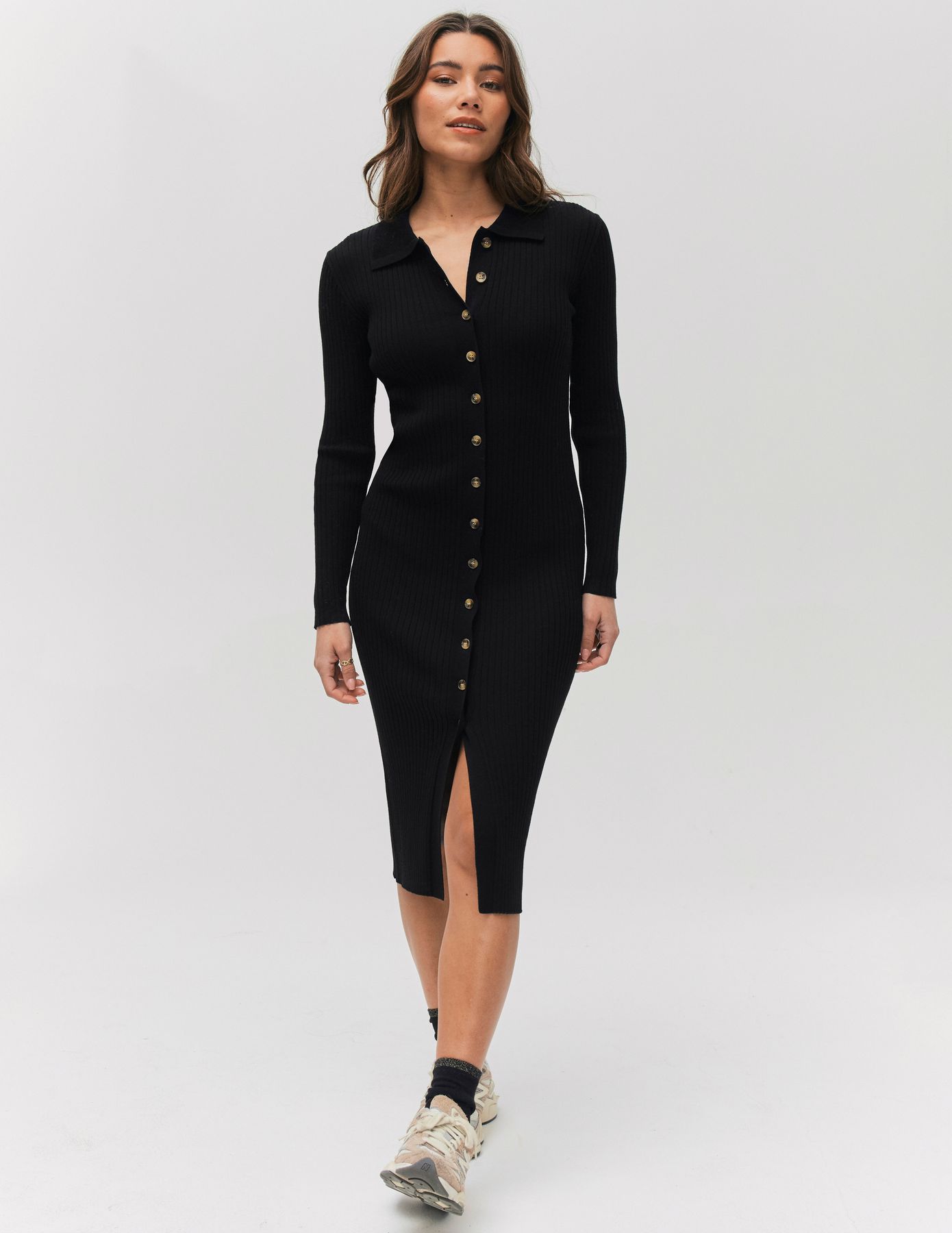 Robe longue col polo