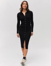 Robe longue col polo