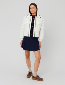 Veste en tweed col contrasté