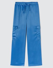 Pantalon cargo en satin