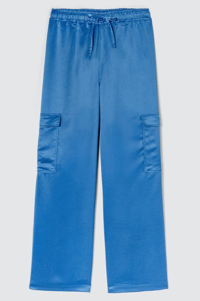 Pantalon cargo en satin