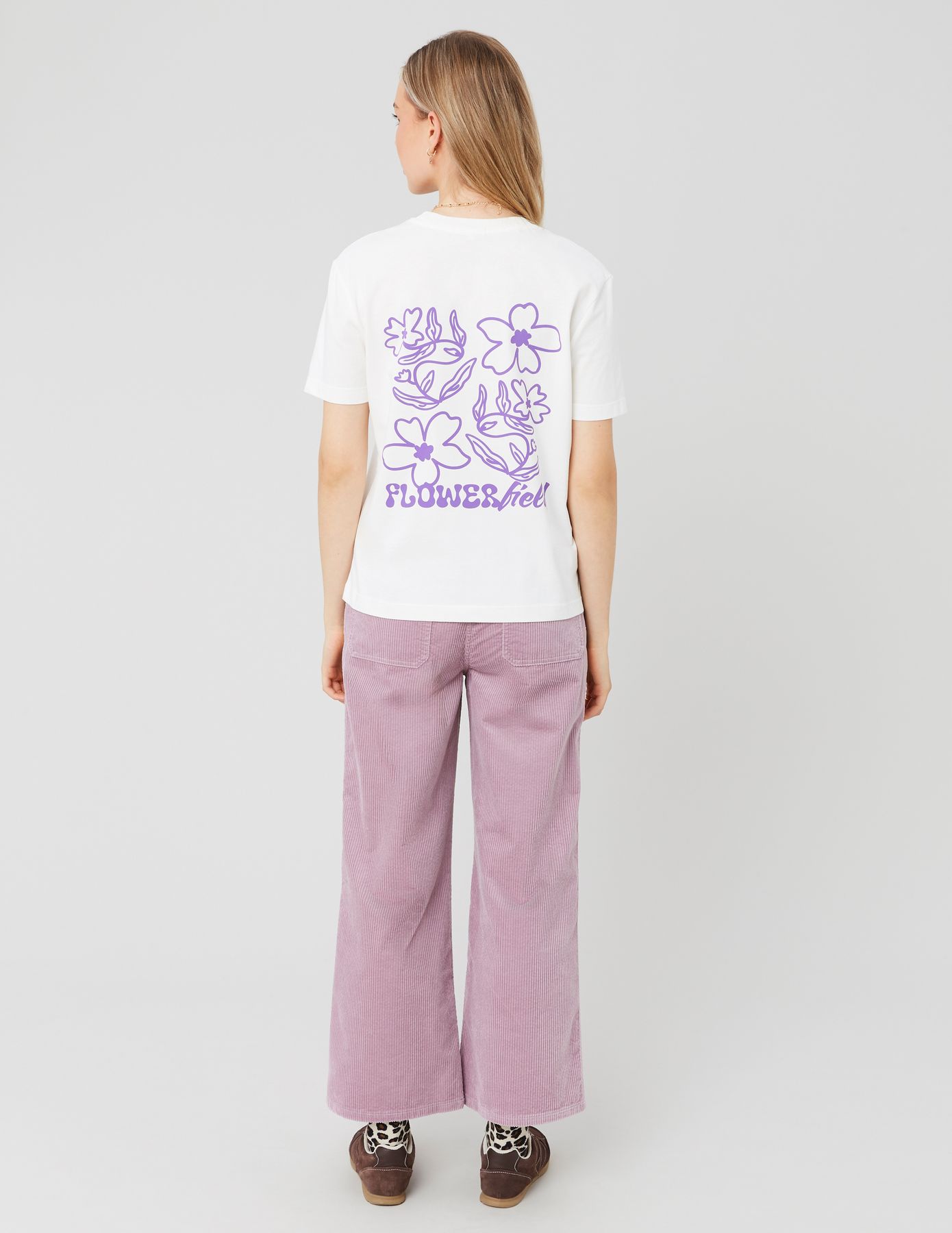Pantalon wide leg velours cropped