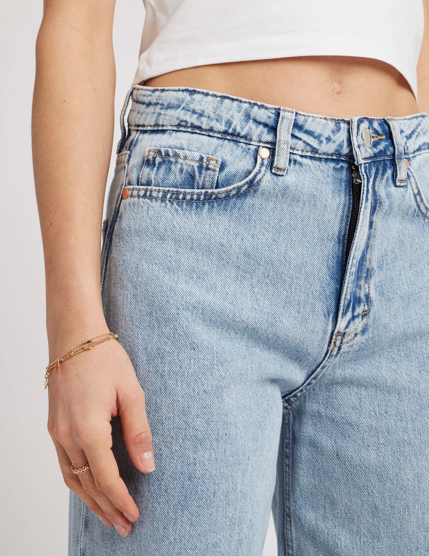 Jean wide leg à revers