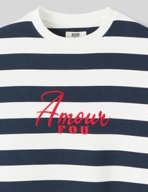 Sweat brodé rayé