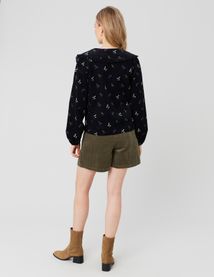 Blouse imprimée en velours côtelé