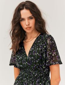 Robe courte imprimée en polyester recyclé