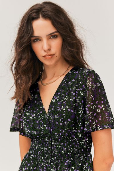 Robe courte imprimée en polyester recyclé