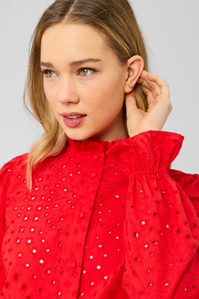 Chemise col montant broderie anglaise