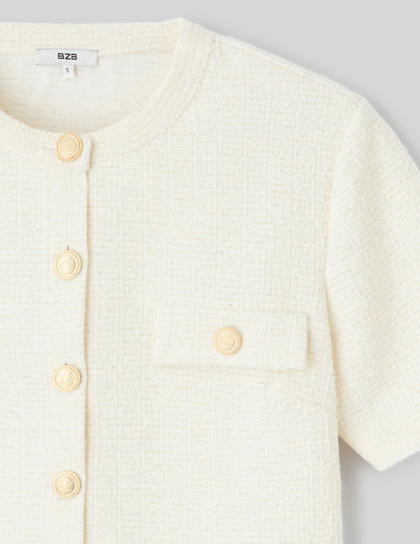 Top boutonn&eacute; en tweed