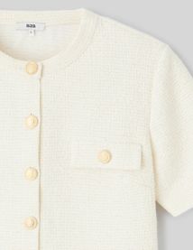 Top boutonn&eacute; en tweed