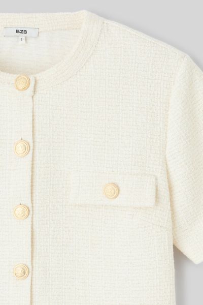 Top boutonné en tweed